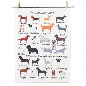 Set of 12 Dog Alphabet Chart Tea Towel