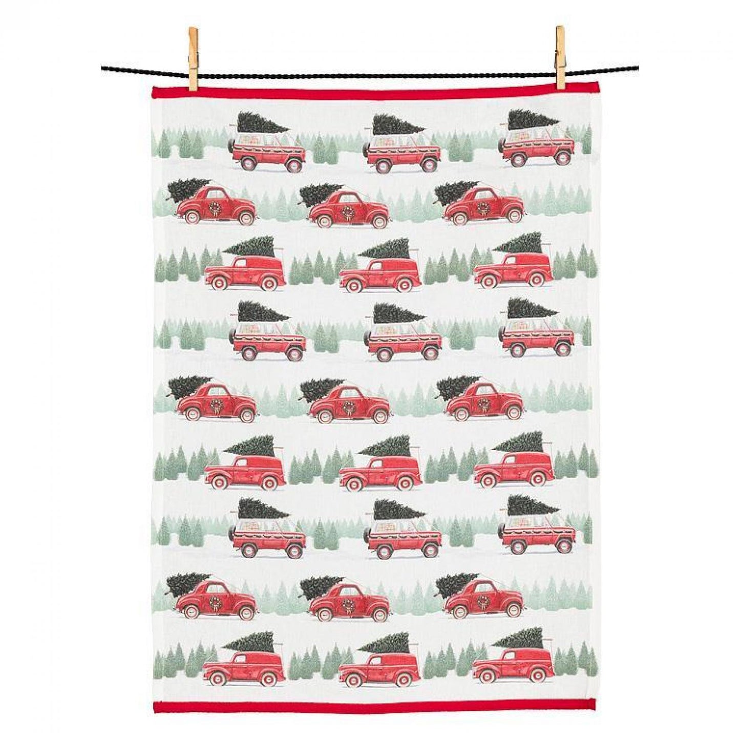 Cars And Trucks With Christmas Trees Tea Towel