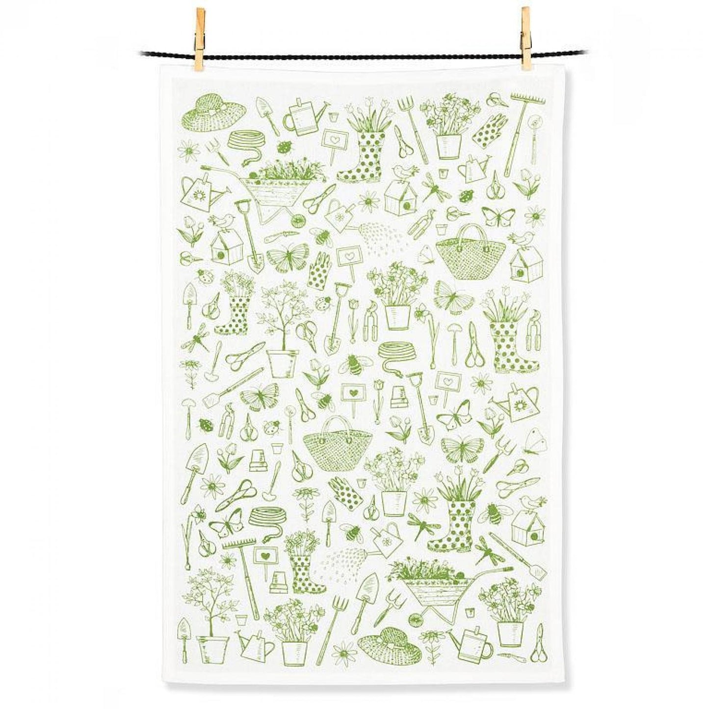 Gardening Items Print Tea Towel