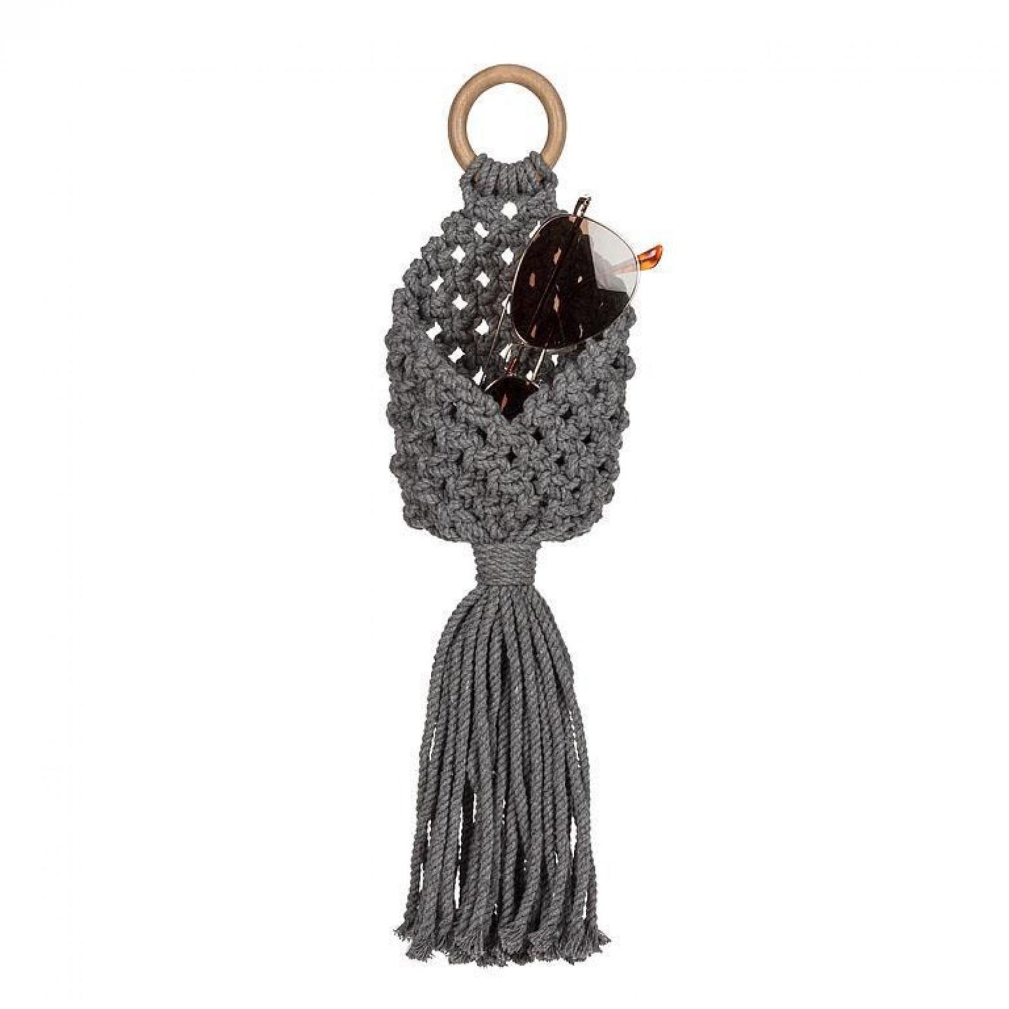 Gray Macrame Wall Pouch Wall Decor