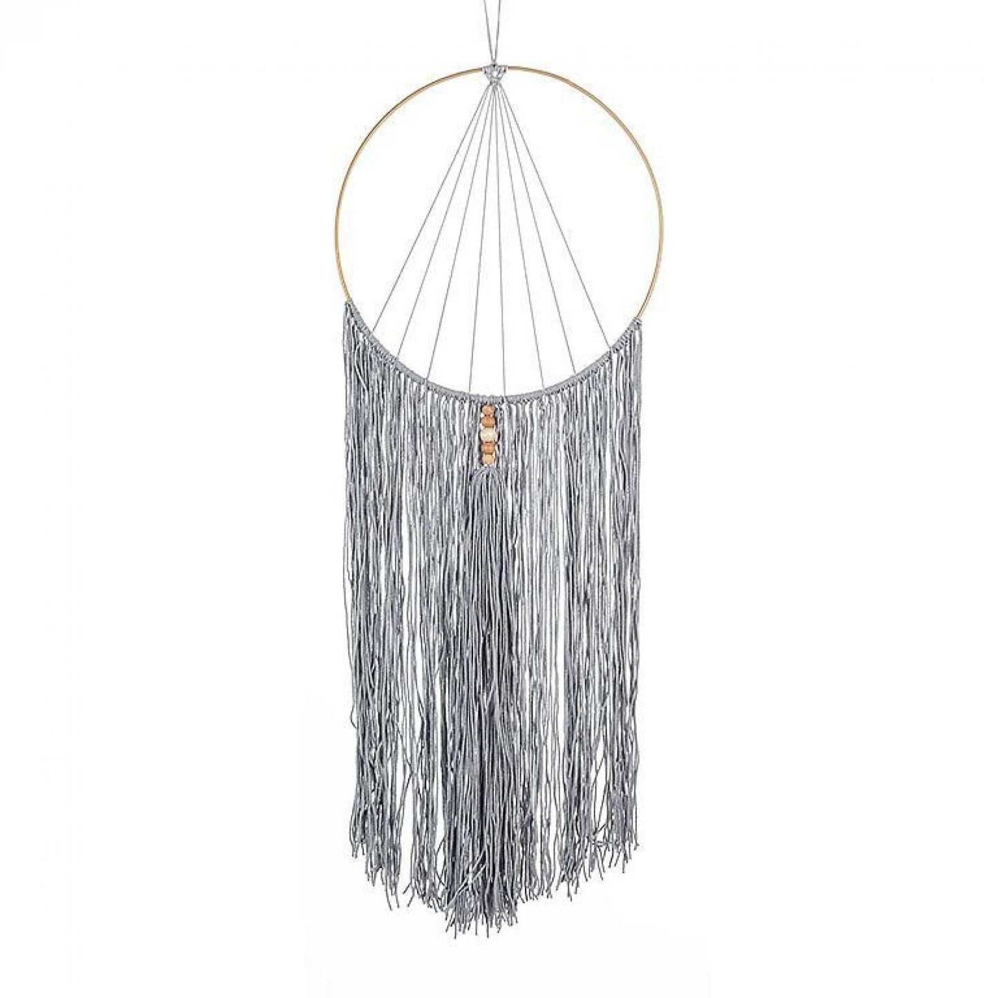 Gray Fringed Dream Catcher Wall Decor