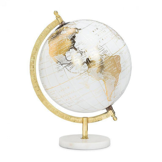 White And Gold Globe On A Marble Base Globe