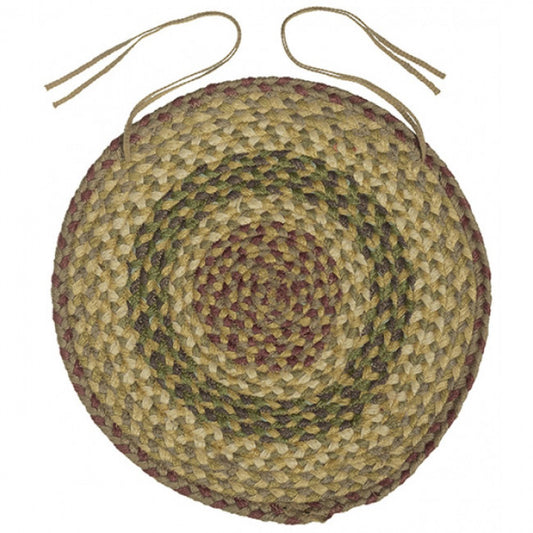 Round Braided Browns With Green Chair Pad