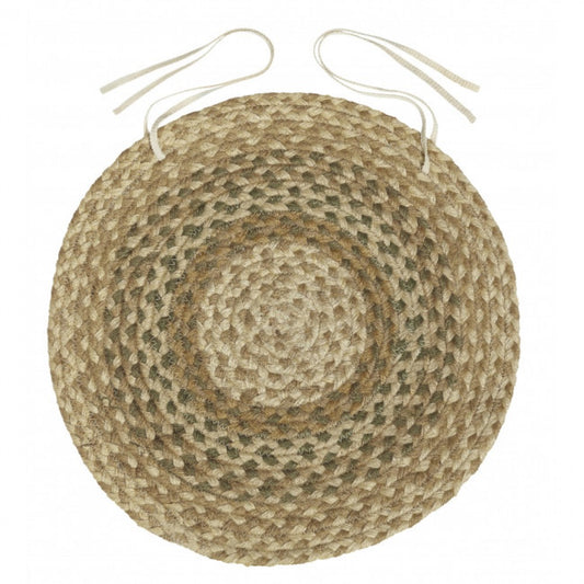 Round Braided Shades Of Beige Chair Pad