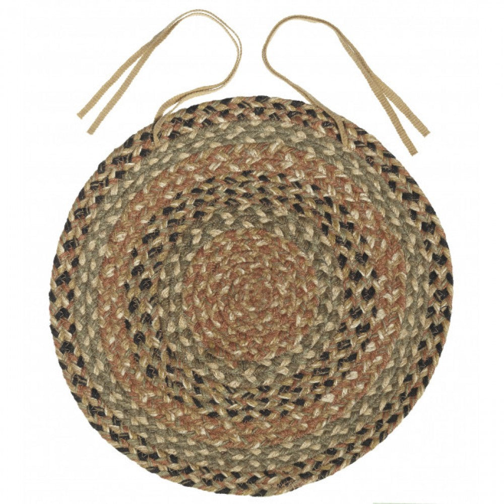 Round Braided Brown Chair Pad