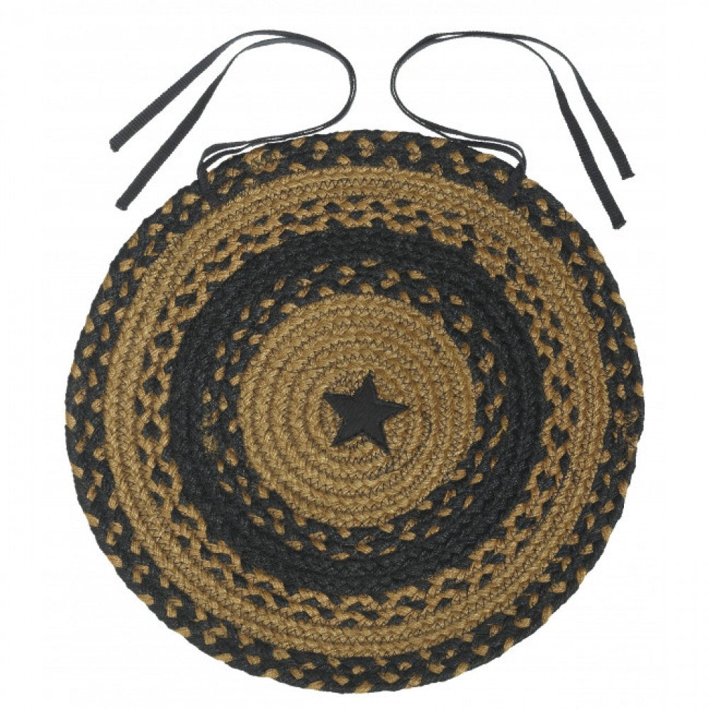 Round Braided With Black Star Chair Pad