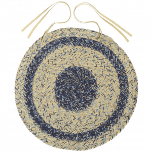 Sand Blue Round Braided Chair Pad