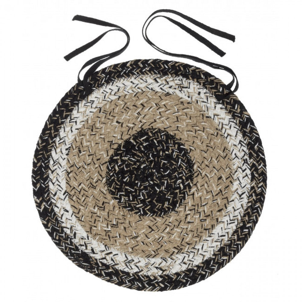 Black Haze Round Braided Chair Pad
