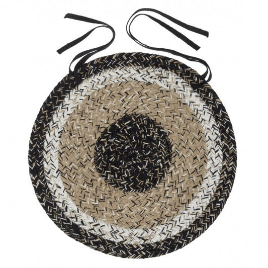 Black Haze Round Braided Chair Pad