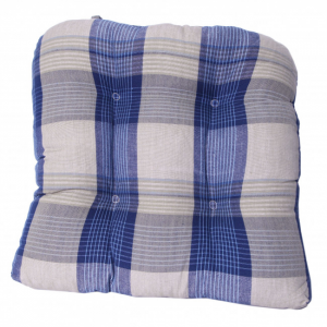 Sand Blue Check Pattern Chair Pad