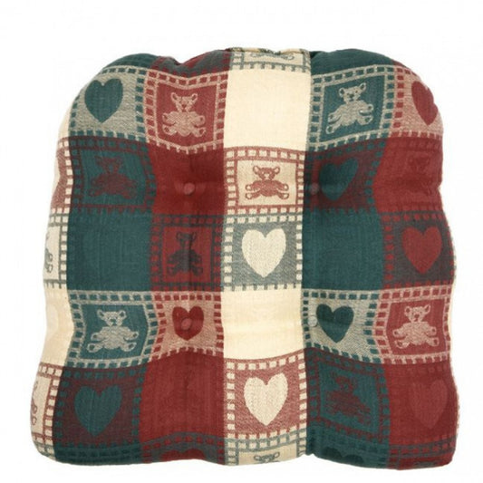 Teddy Bears & Hearts Check Pattern Chair Pad