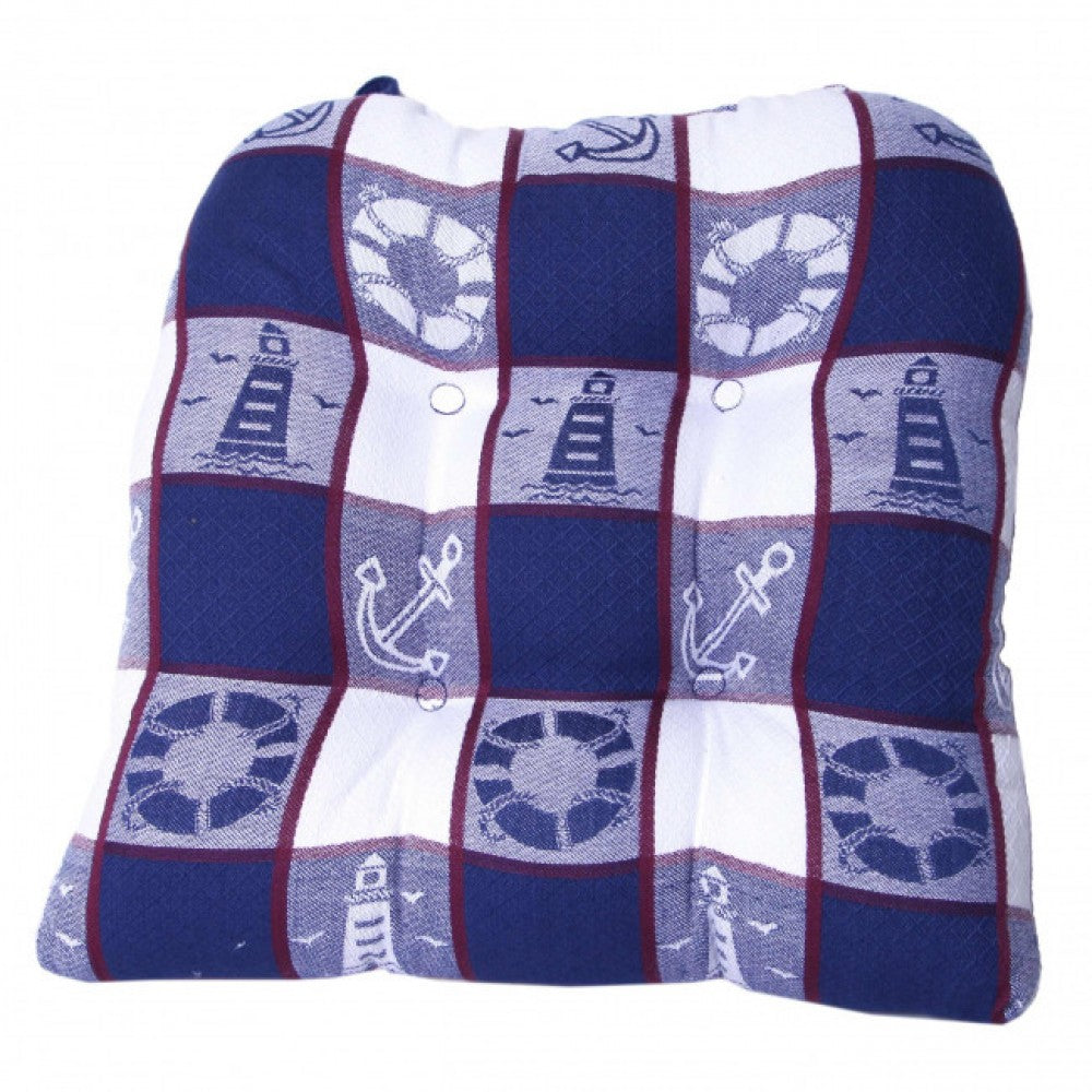 Nautical Theme Check Pattern Chair Pad