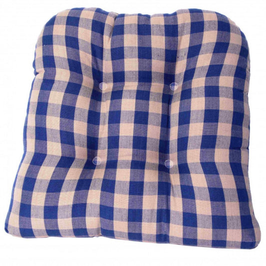 Navy Check Chair Pad