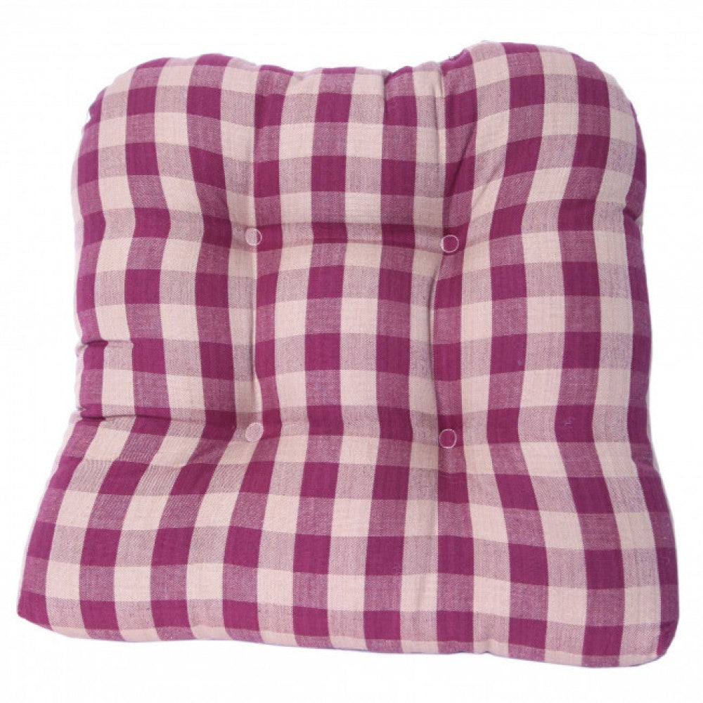 Burgundy Check Chair Pad