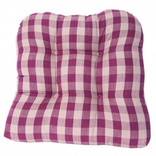 Burgundy Check Chair Pad