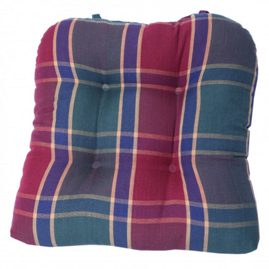 Festive Jewel Tones Check Pattern Chair Pad