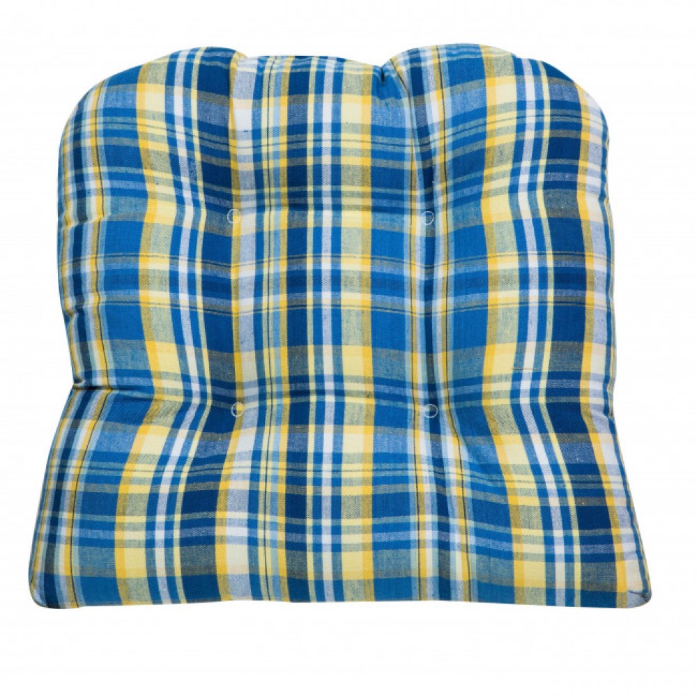 Blue Stone Check Pattern Chair Pad