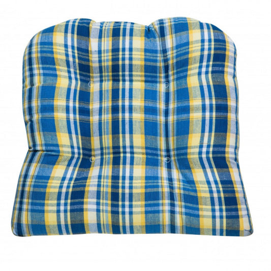 Blue Stone Check Pattern Chair Pad