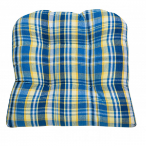 Blue Stone Check Pattern Chair Pad