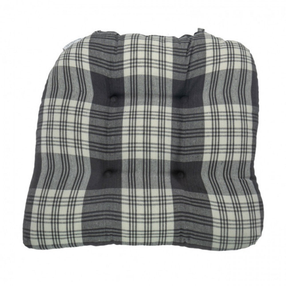 Stone Gray Plaid Chair Pad