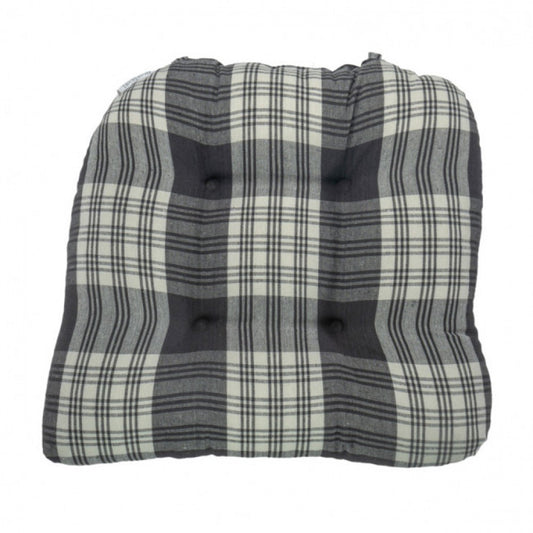 Stone Gray Plaid Chair Pad