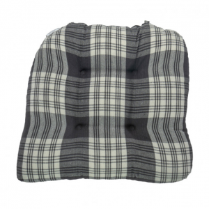 Stone Gray Plaid Chair Pad