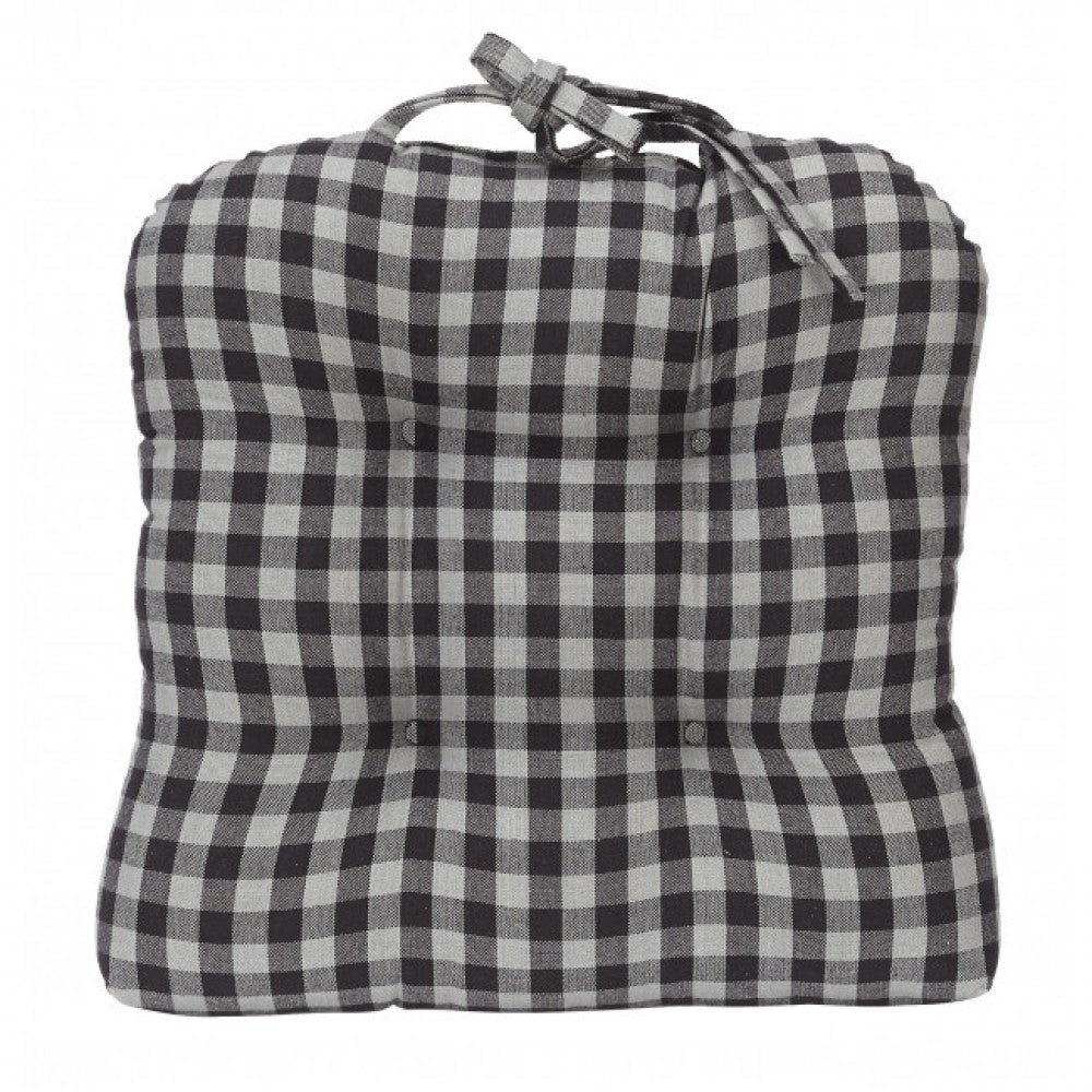 Gray & White Buffalo Check Chair Pad