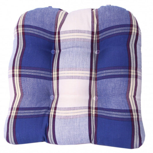 Sherwood Navy Check Pattern Chair Pad