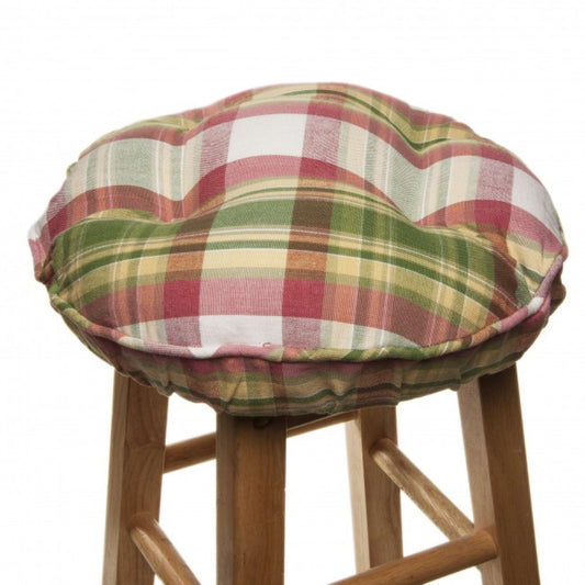 Summer Blush Check Pattern Bar Stool Cover