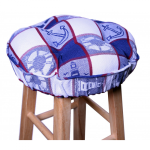 Nautical Theme Check Pattern Bar Stool Cover