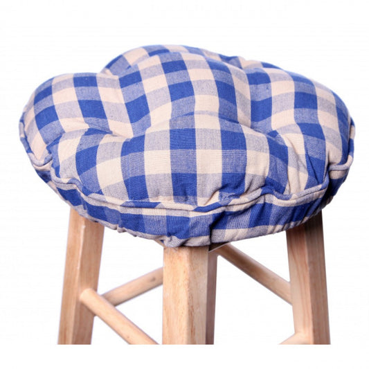 Navy Check Bar Stool Cover