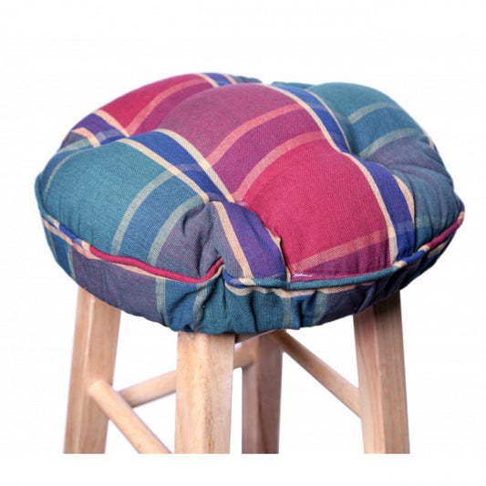 Festive Jewel Tones Check Pattern Bar Stool Cover