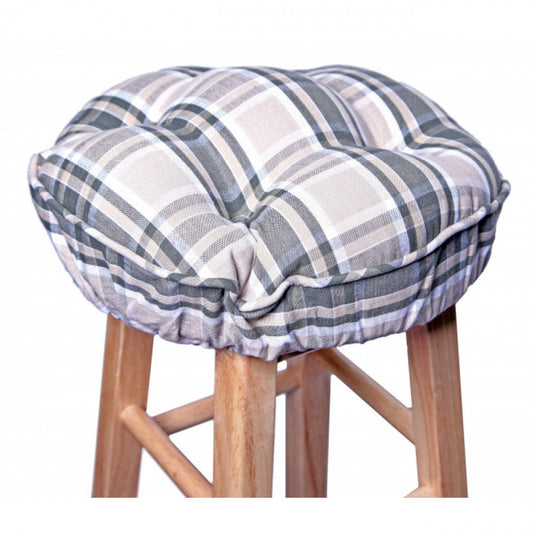 Tulsi Check Pattern Bar Stool Cover