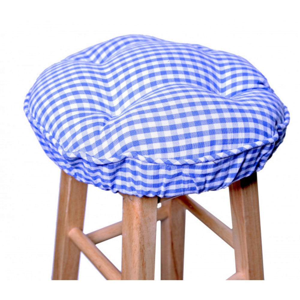 Toro Blue Check Pattern Bar Stool Cover