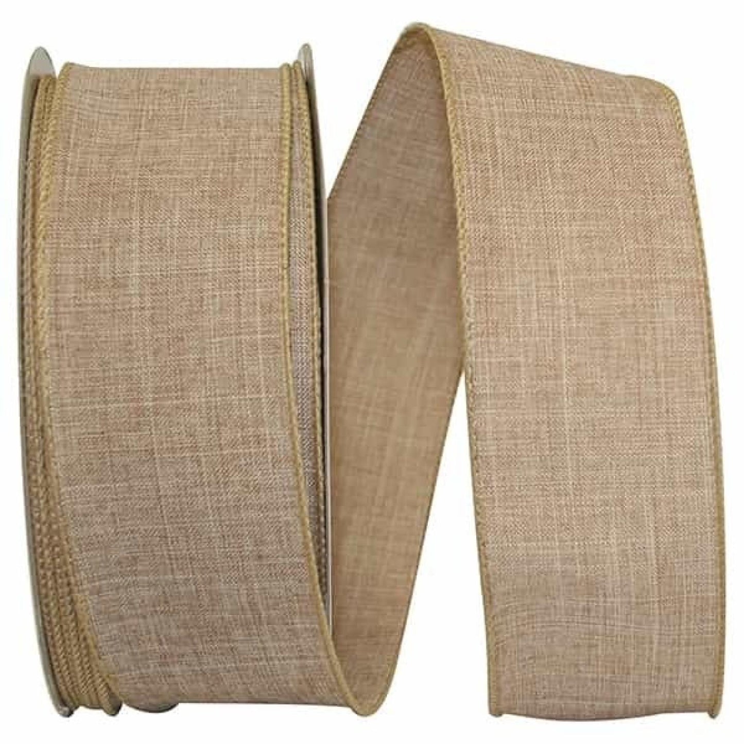 2.5"X50Yds Wired Natural Color Linen Ribbon