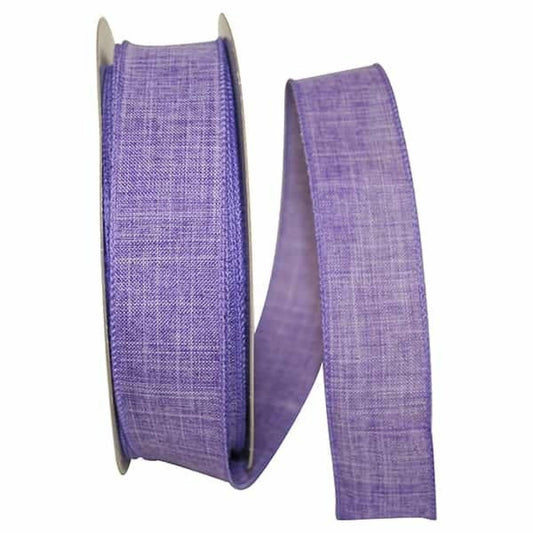 1.5"X50Yds Wired Purple Linen Ribbon