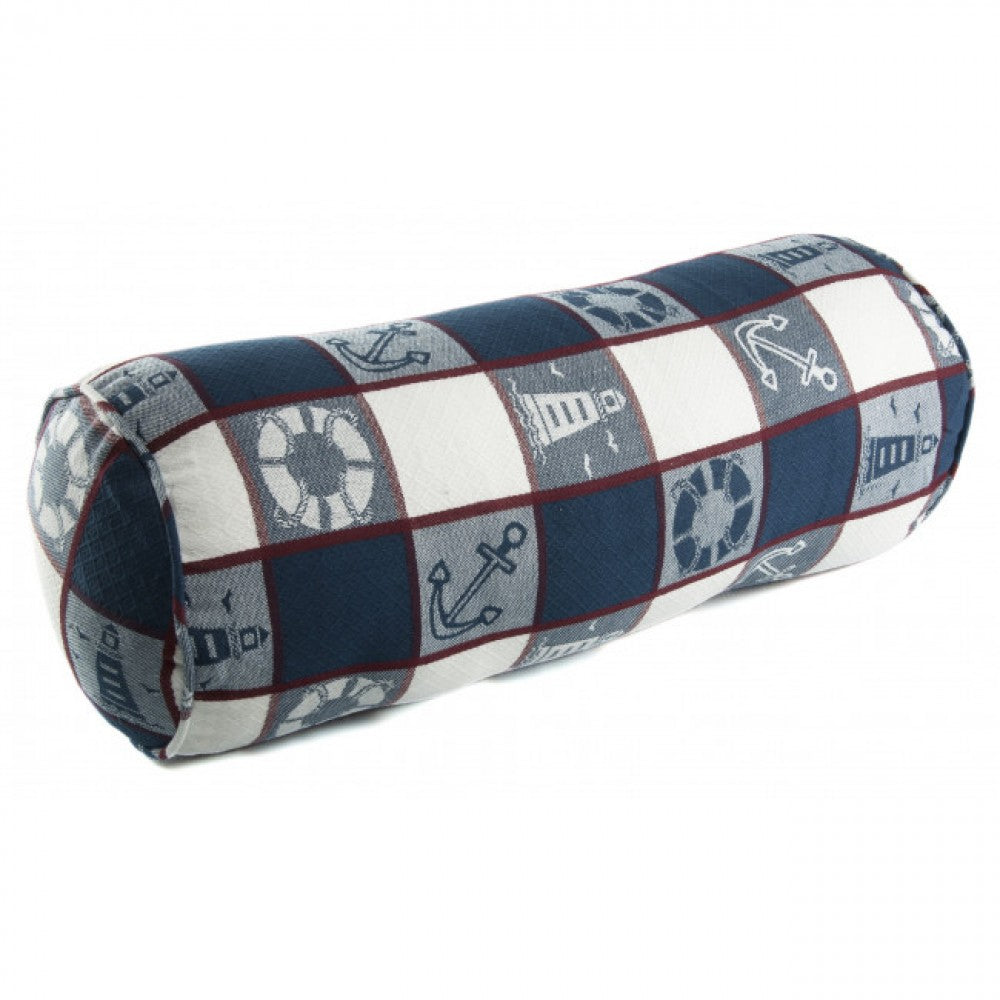 Nautical Theme Check Pattern Bolster Pillow