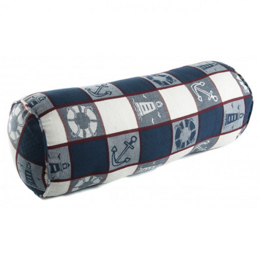 Nautical Theme Check Pattern Bolster Pillow