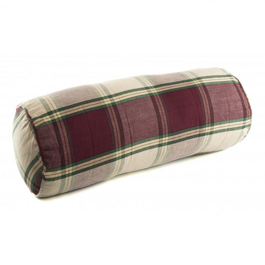 18x6" Sherwood Burgundy Check Pattern Bolster Pillow