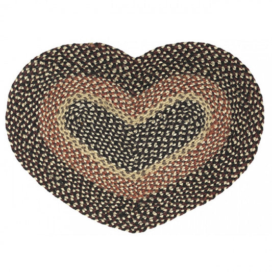 Browns And Blacks Braided Heart Shaped Mat