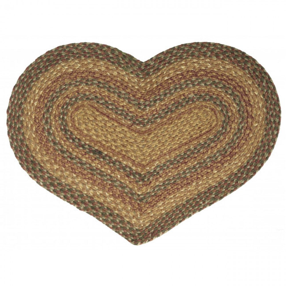 Browns And Beiges Heart Shaped Braided Mat