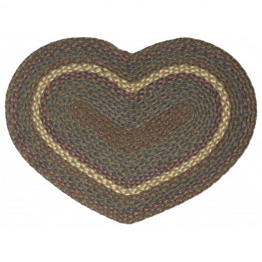 Brown;Beige And Blue Heart Shaped Braided Mat