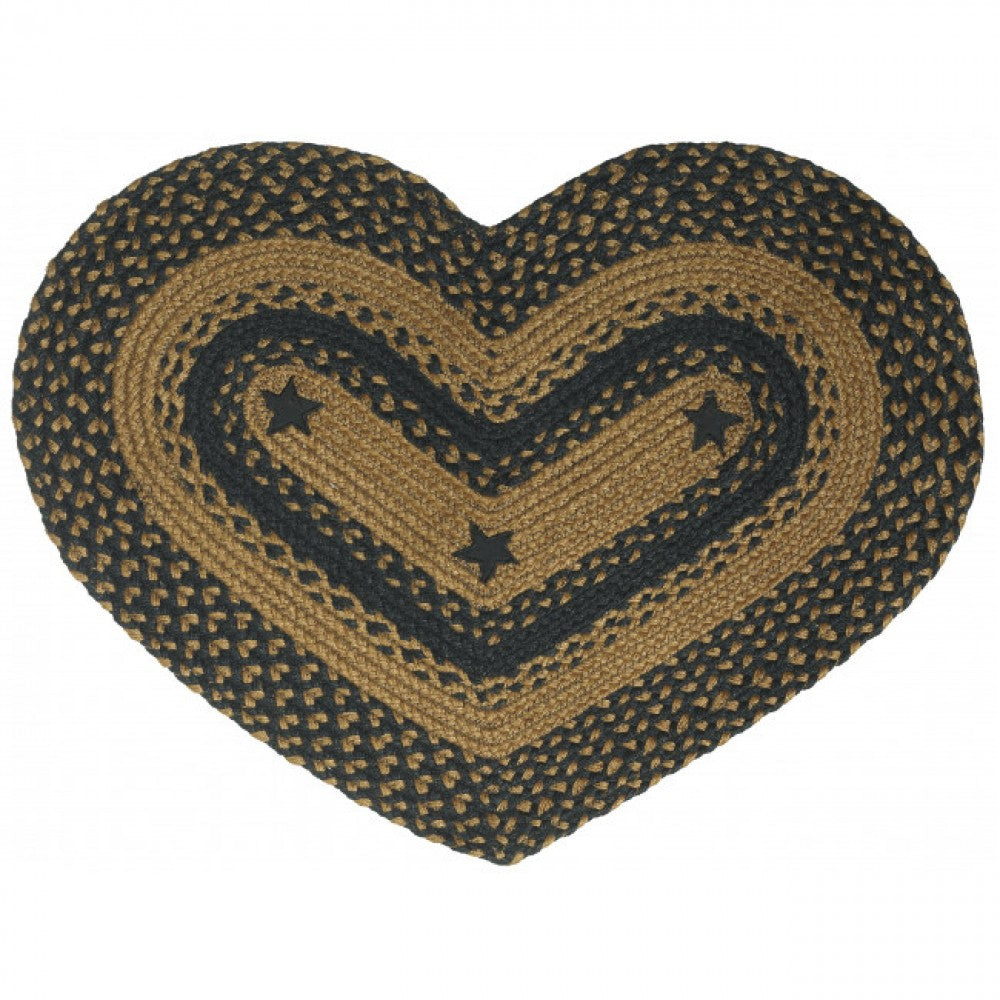 Heart Shape With Black Stars Braided Mat