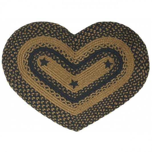 Heart Shape With Black Stars Braided Mat