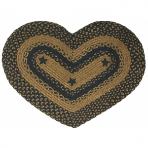 Heart Shape With Black Stars Braided Mat