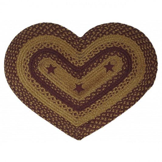 Heart Shape With Burgundy Stars Braided Mat