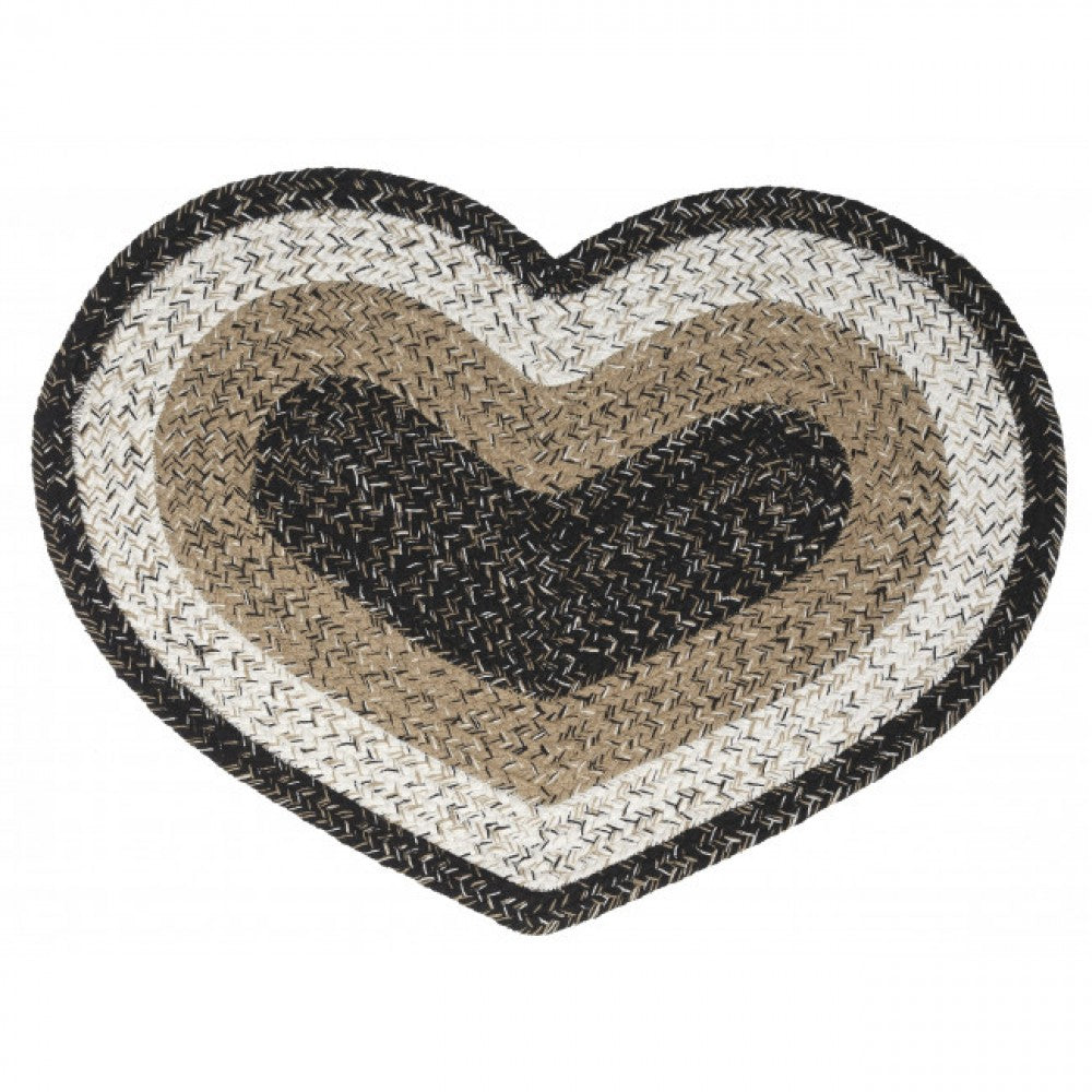 Black Haze Check Pattern Heart Shaped Braided Mat