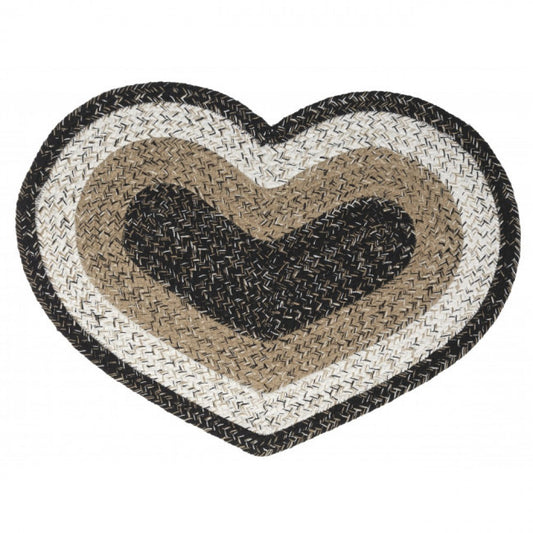 Black Haze Check Pattern Heart Shaped Braided Mat