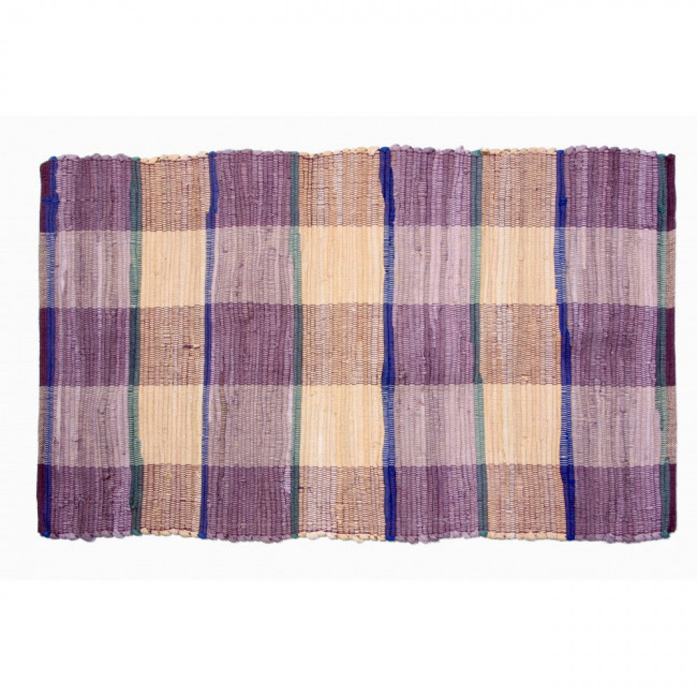 30x44" Choco Check Pattern Chindi Cotton Rug