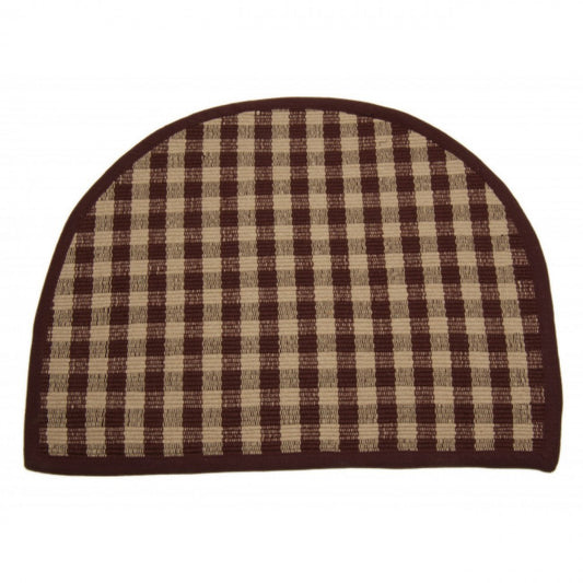 Burgundy And Beige Check Pattern Sink Mat